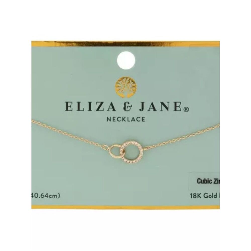 New Linked Loops & Rhinestones Chain Necklace - 16"
